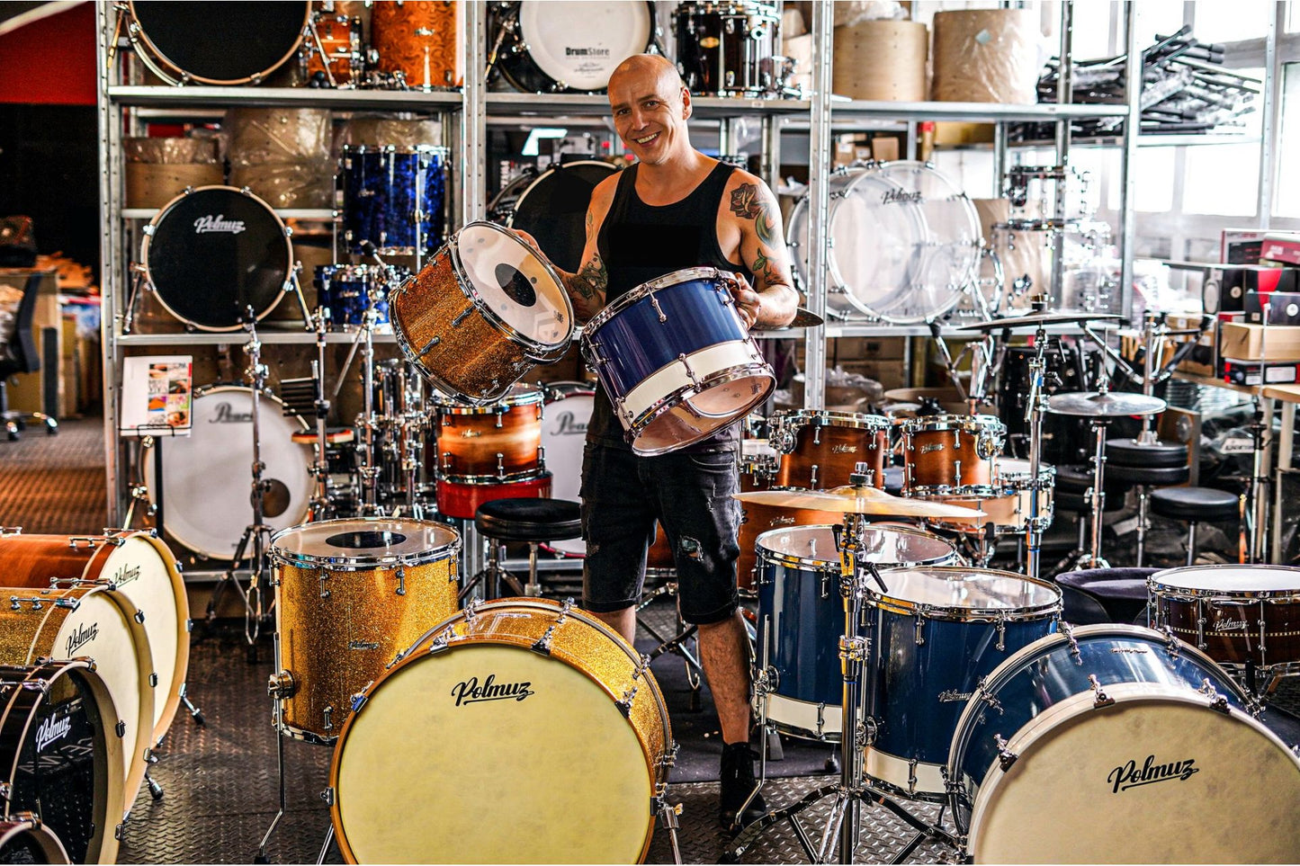 Polmuz Maple Model 1 - 24/13/16/18 - Custom Inayed Blue White Gloss — zdjęcie 10