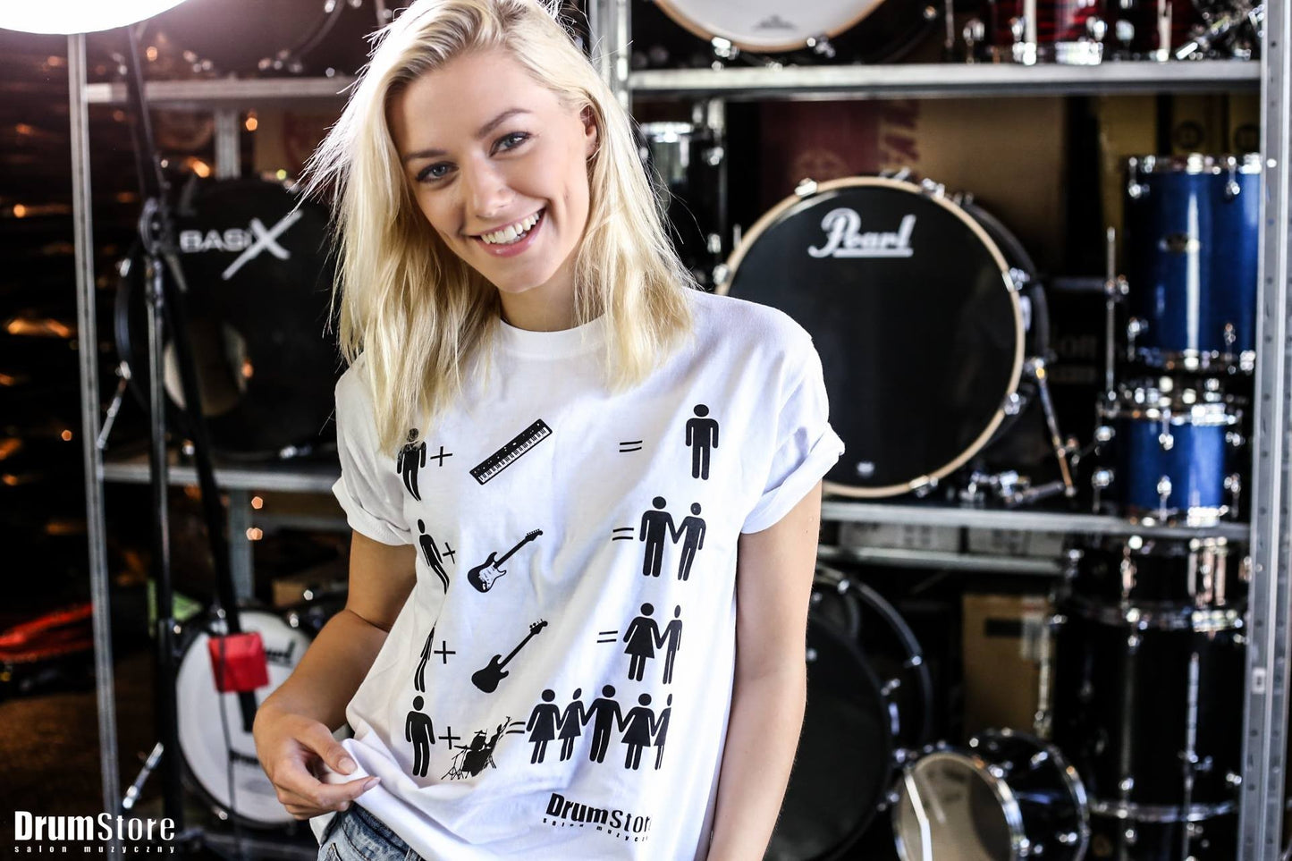 Drumstore T-shirt - biały rozm. L wzór FUN1 — zdjęcie 2