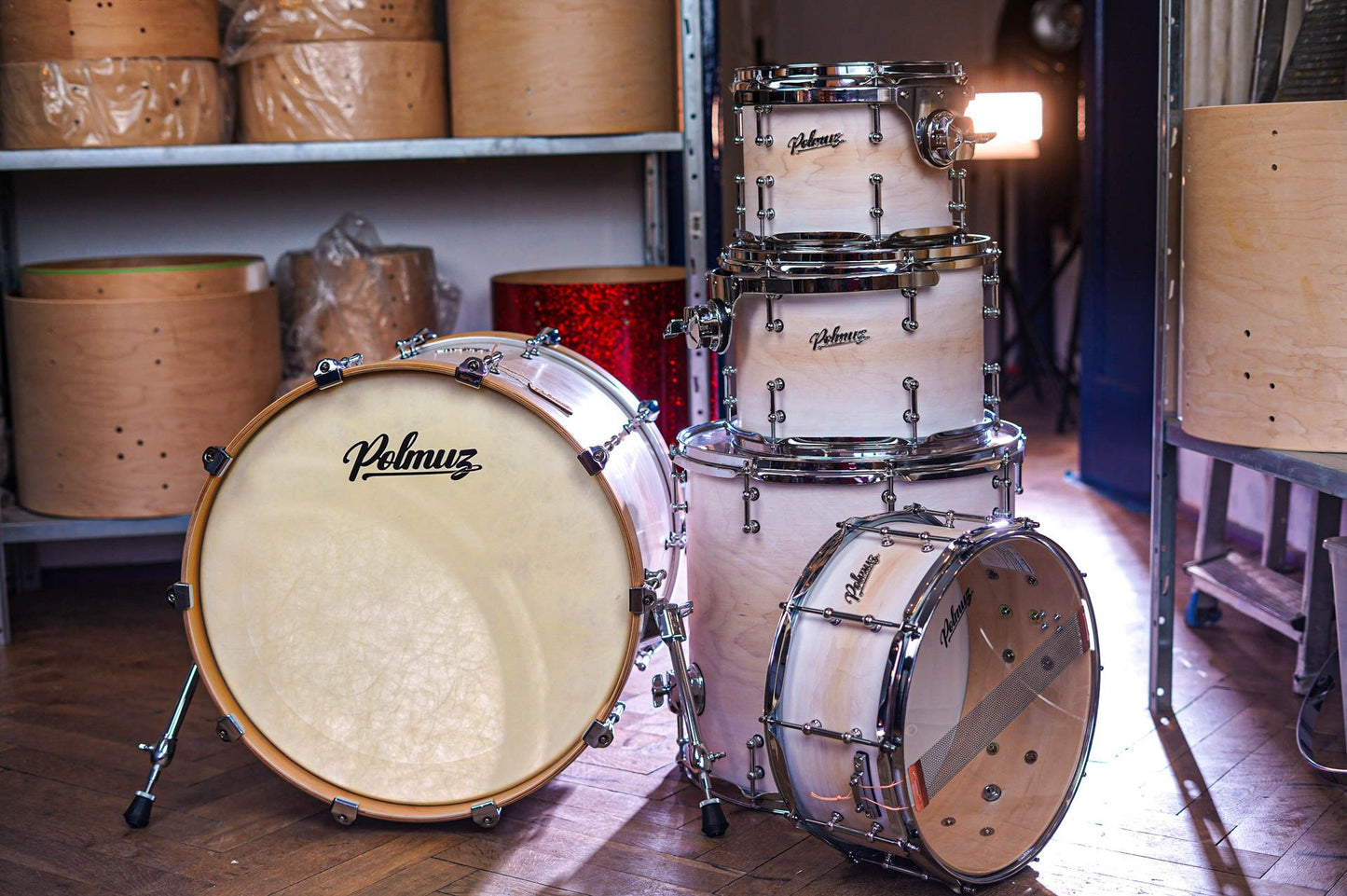 Polmuz drums Maple Model 1 - 20/10/12/16/14SD - Artist Satin White Fade — zdjęcie 8