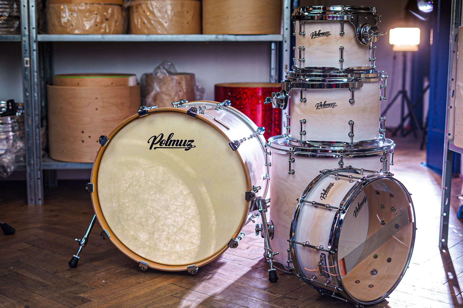Polmuz drums Maple Model 1 - 20/10/12/16/14SD - Artist Satin White Fade — zdjęcie 7