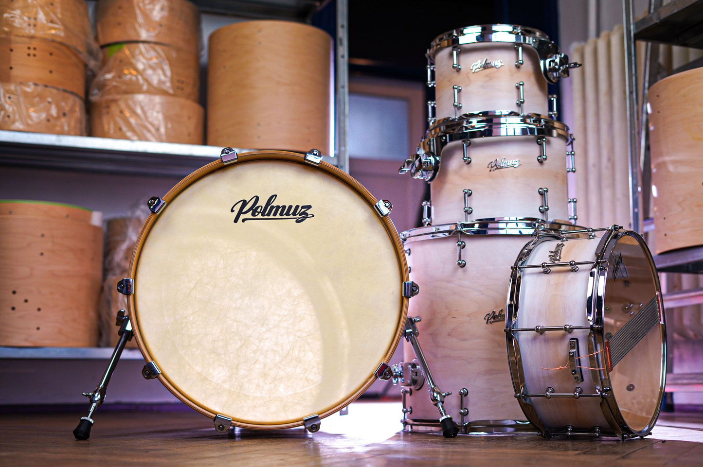 Polmuz drums Maple Model 1 - 20/10/12/16/14SD - Artist Satin White Fade — zdjęcie 2