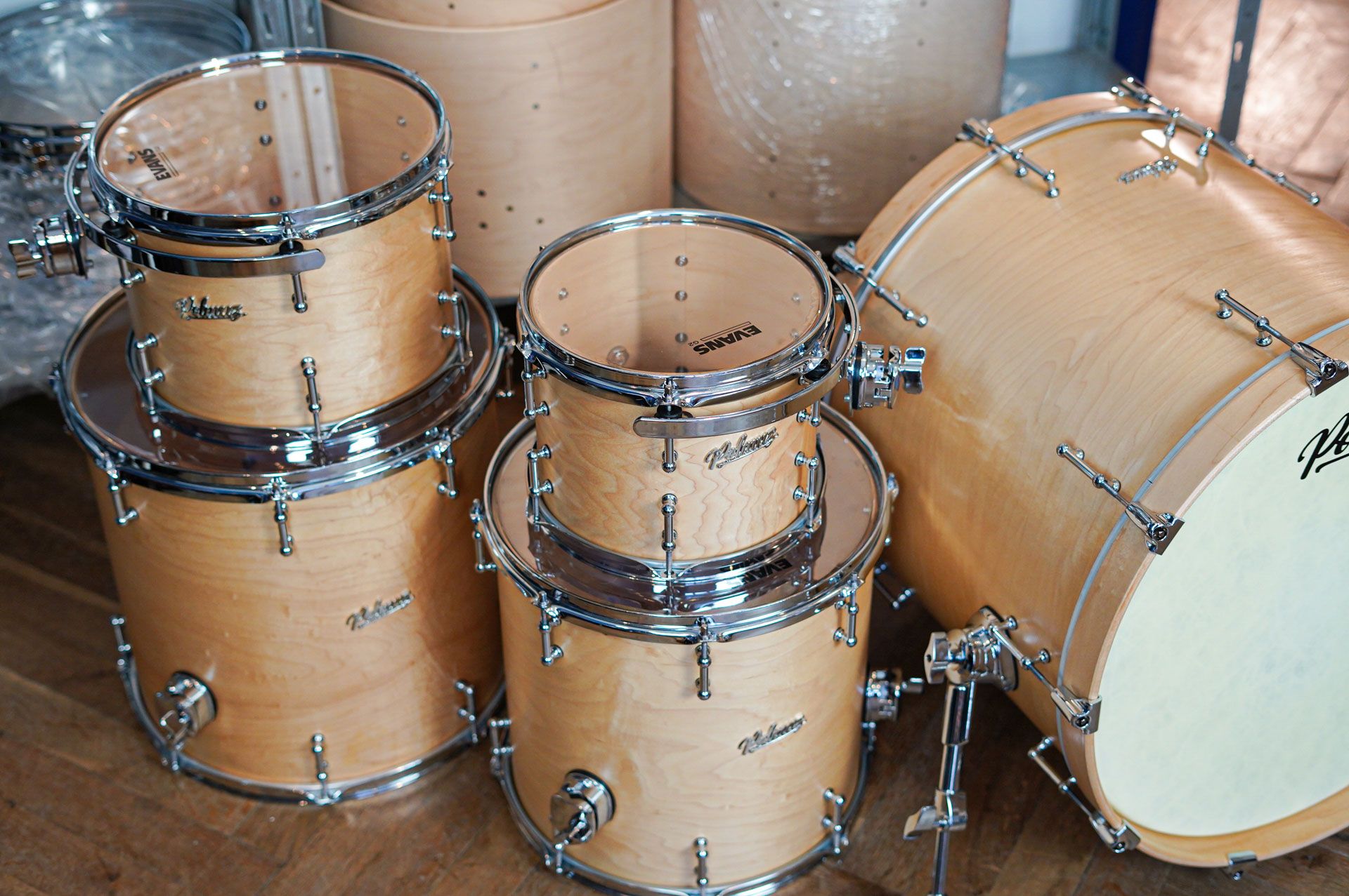 Polmuz drums Maple Model 1 - 22/10/12/14/16/14SD die cast - Satin natural wax oil — zdjęcie 4
