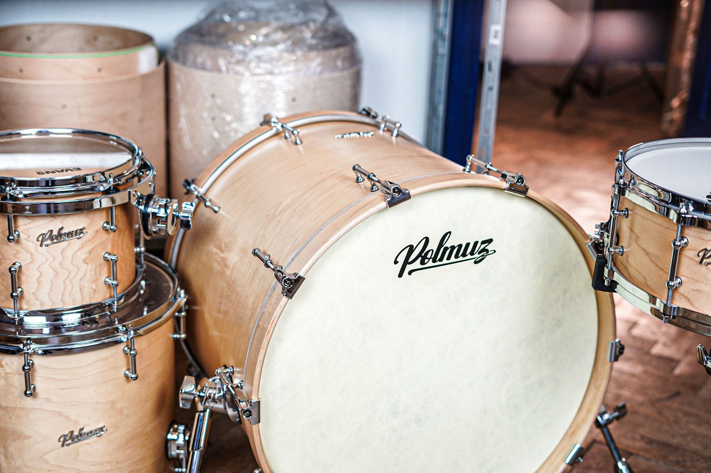 Polmuz drums Maple Model 1 - 22/10/12/14/16/14SD die cast - Satin natural wax oil — zdjęcie 5