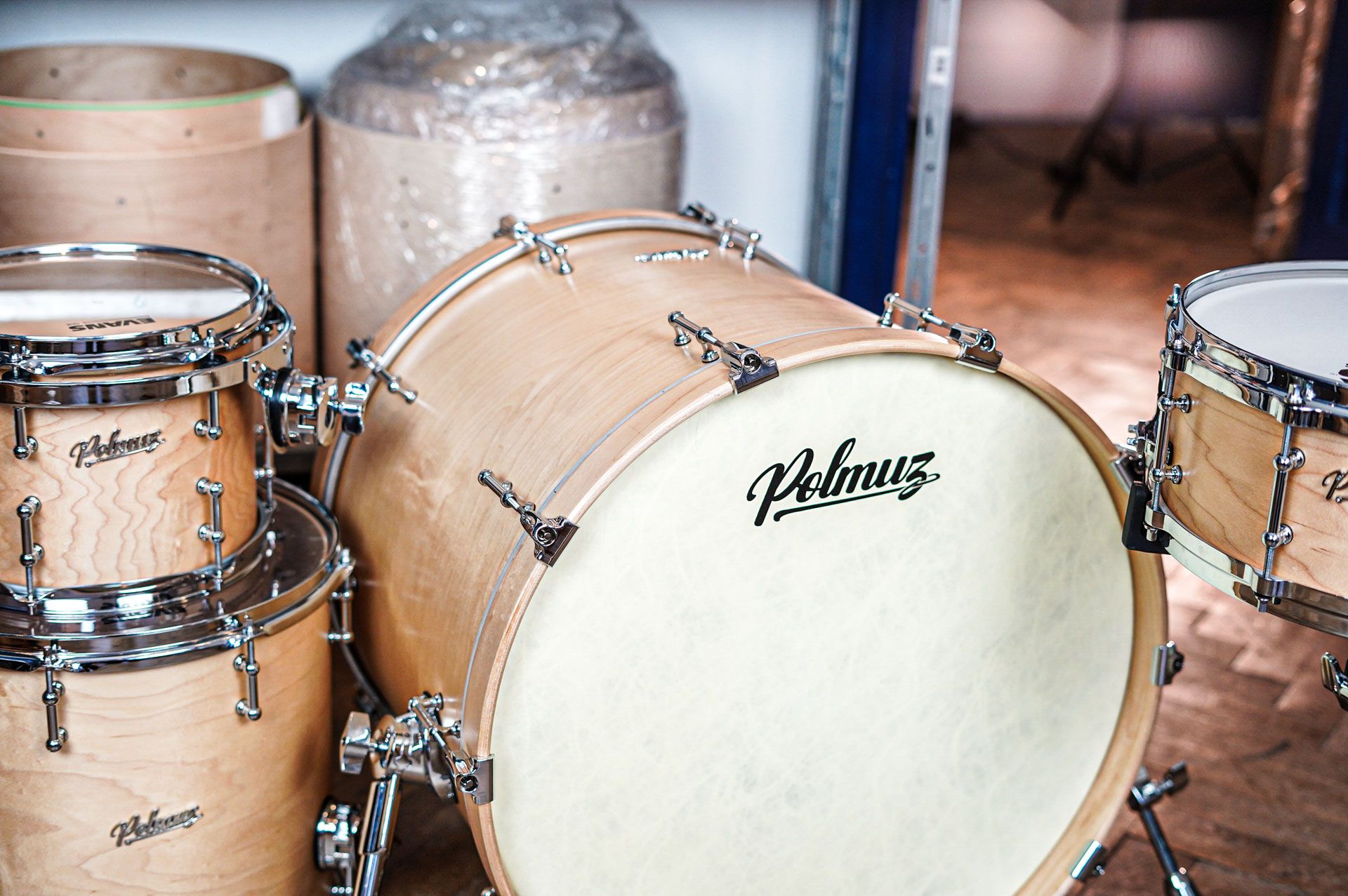 Polmuz drums Maple Model 1 - 22/10/12/14/16/14SD die cast - Satin natural wax oil — zdjęcie 5