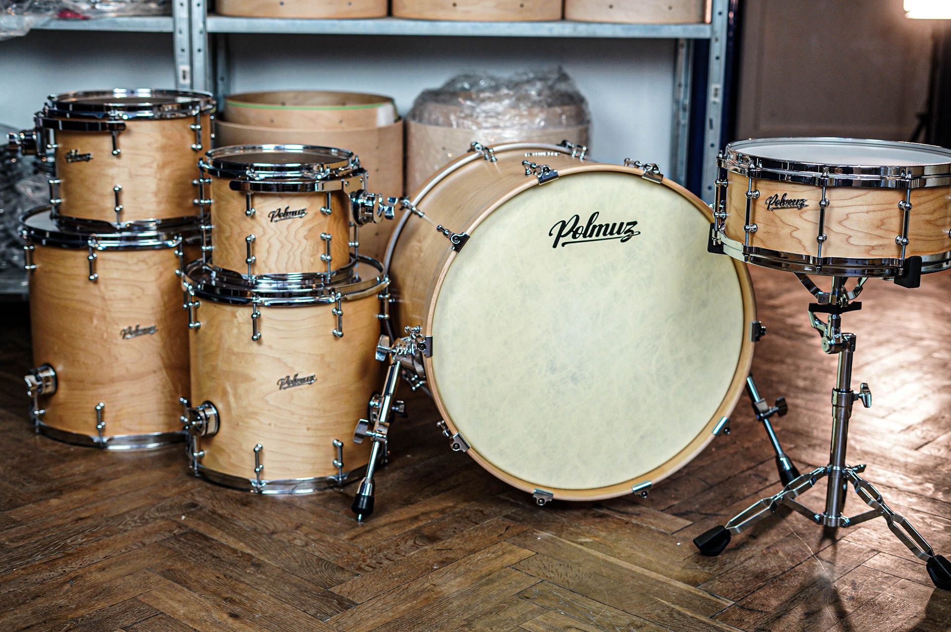Polmuz drums Maple Model 1 - 22/10/12/14/16/14SD die cast - Satin natural wax oil — zdjęcie 7
