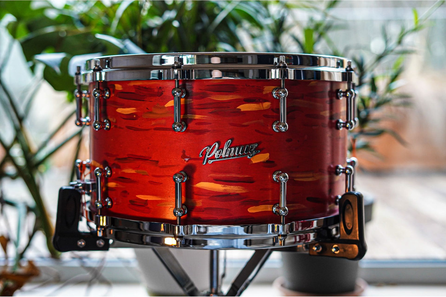 Polmuz Maple 14x8 Artist Cosmic Red to Yellow - die cast - Maple reforcement rings