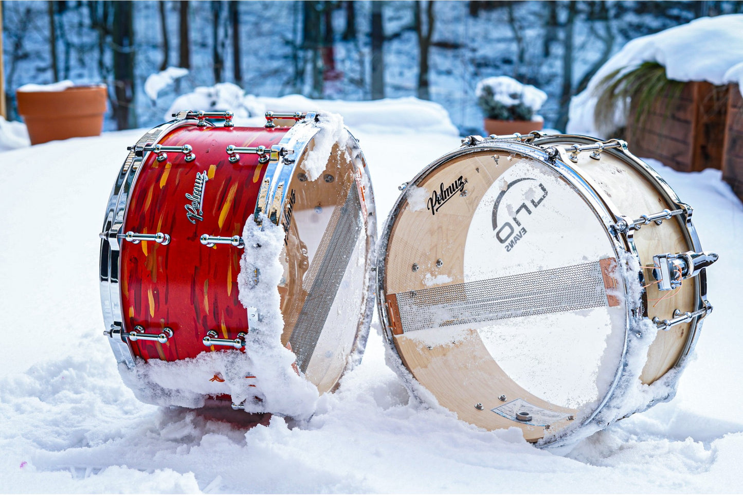 Polmuz Maple 14x8 Artist Cosmic Red to Yellow - die cast - Maple reforcement rings