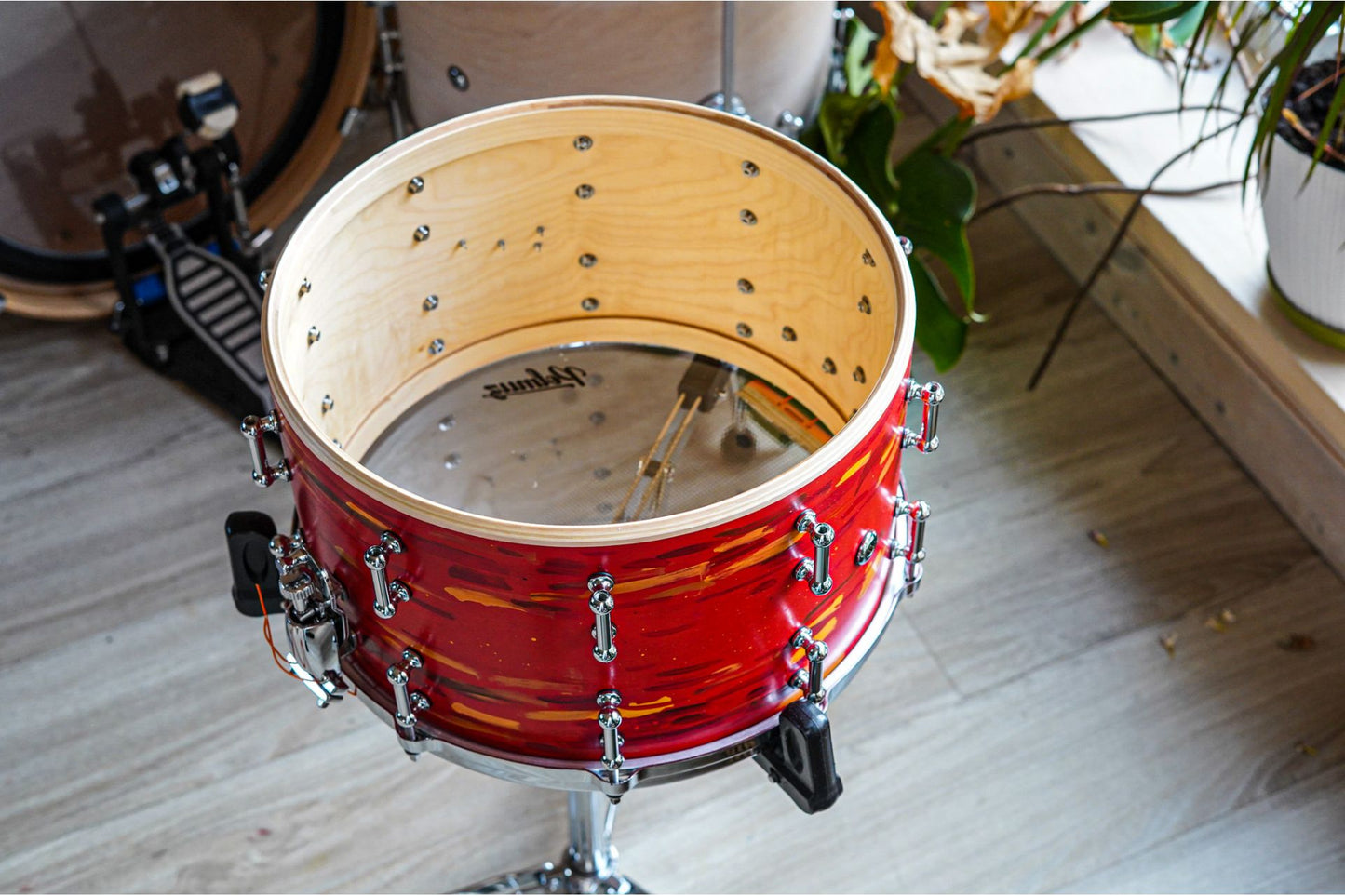 Polmuz Maple 14x8 Artist Cosmic Red to Yellow - die cast - Maple reforcement rings