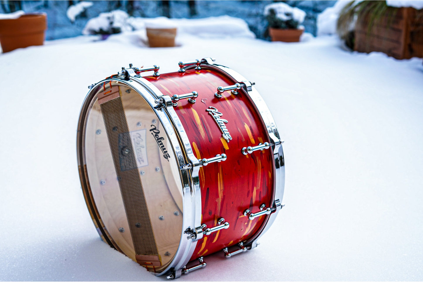 Polmuz Maple 14x8 Artist Cosmic Red to Yellow - die cast - Maple reforcement rings