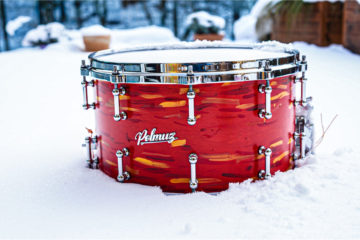 Polmuz Maple 14x8 Artist Cosmic Red to Yellow - die cast - Maple reforcement rings
