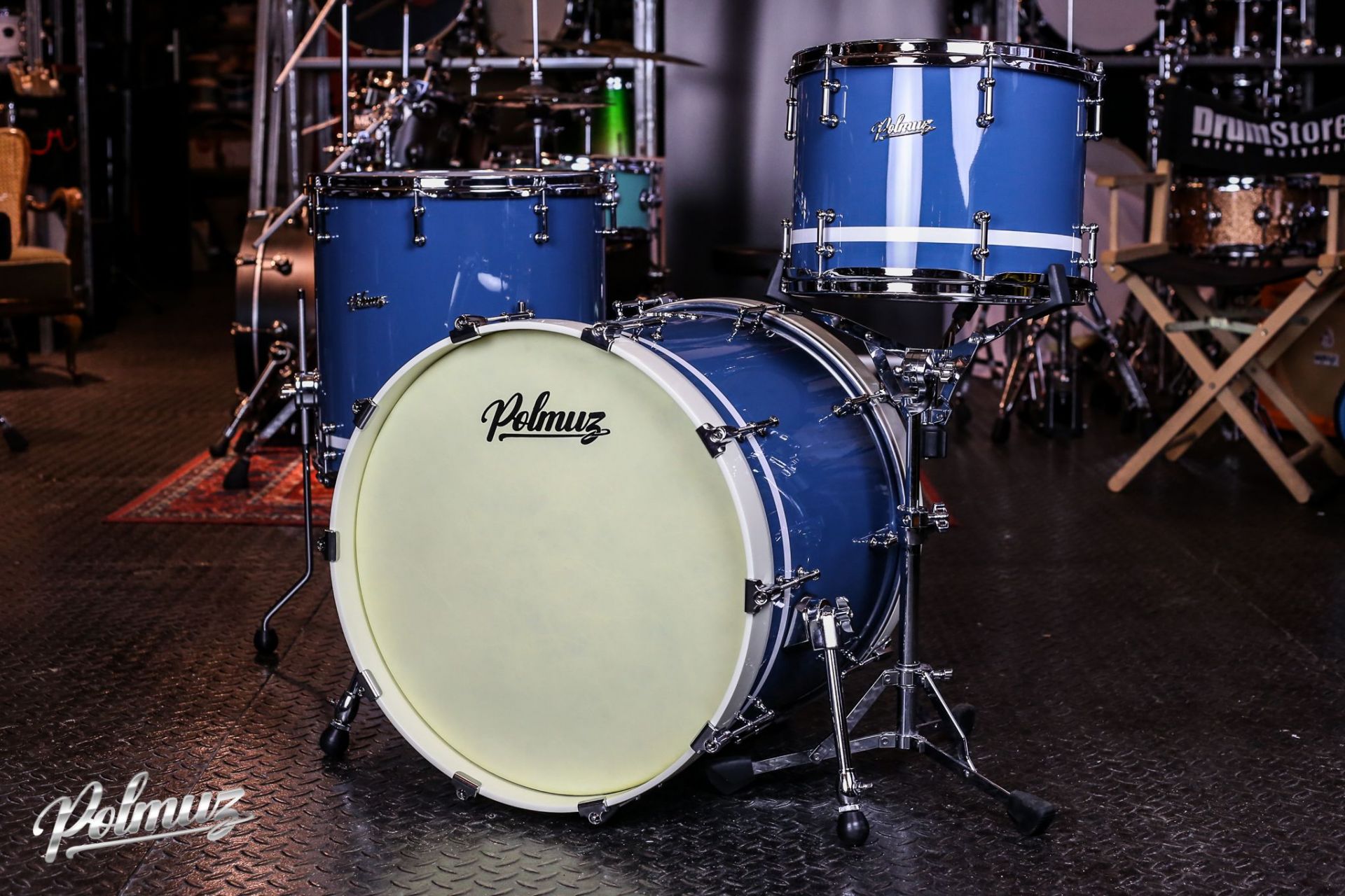 Polmuz Maple (20/13/16) Gloss Blue with White Stripe