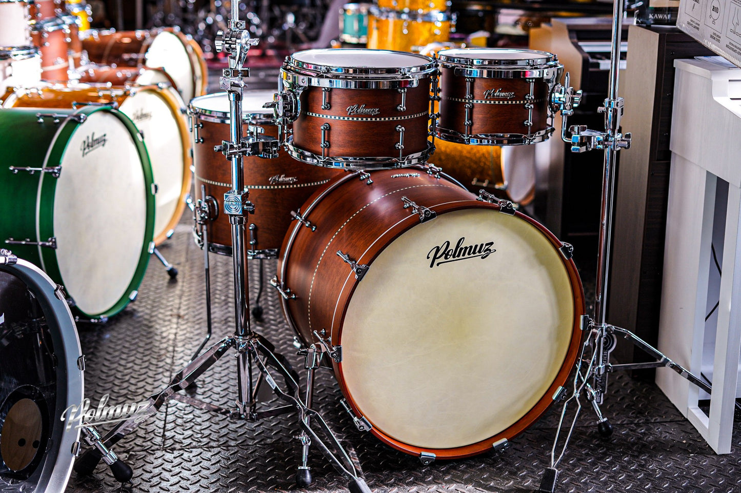 Polmuz Maple 22/10/12/16 Satin Brown with Inlay Stripe Centered