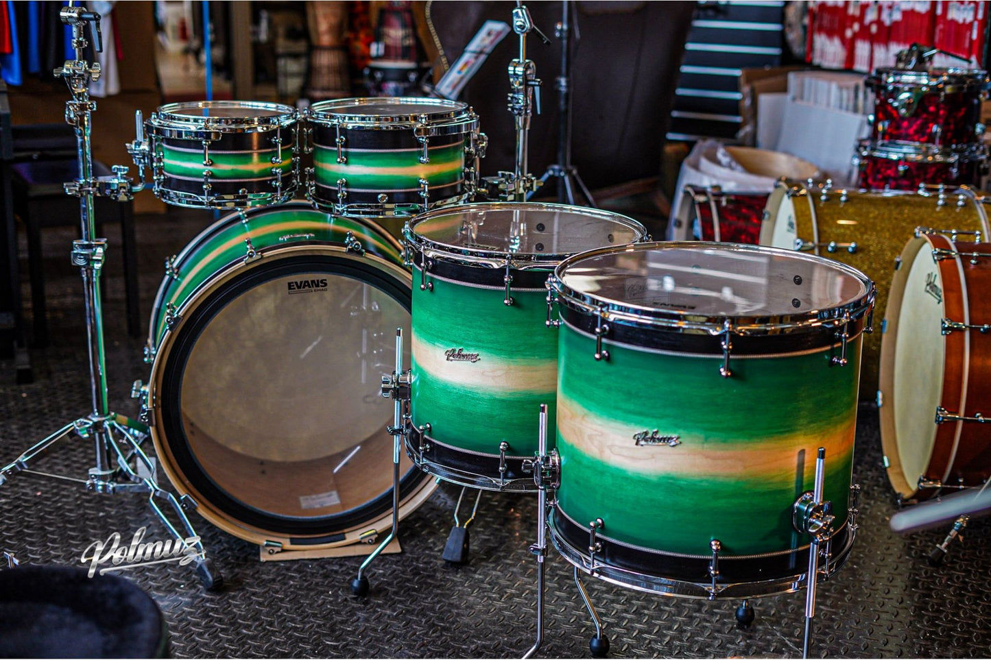 Polmuz Maple Model 1 - 24/10/12/16/18 - custom inlayed green to natural fade plus black stripe — zdjęcie 2