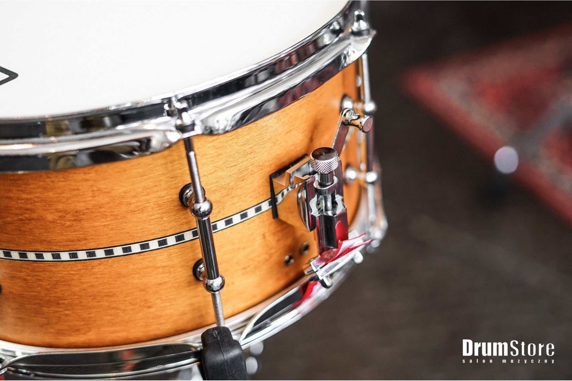 Polmuz Maple Snare 13x6,5 Satin Amber wood Inlay Stripe centered - promo — zdjęcie 3