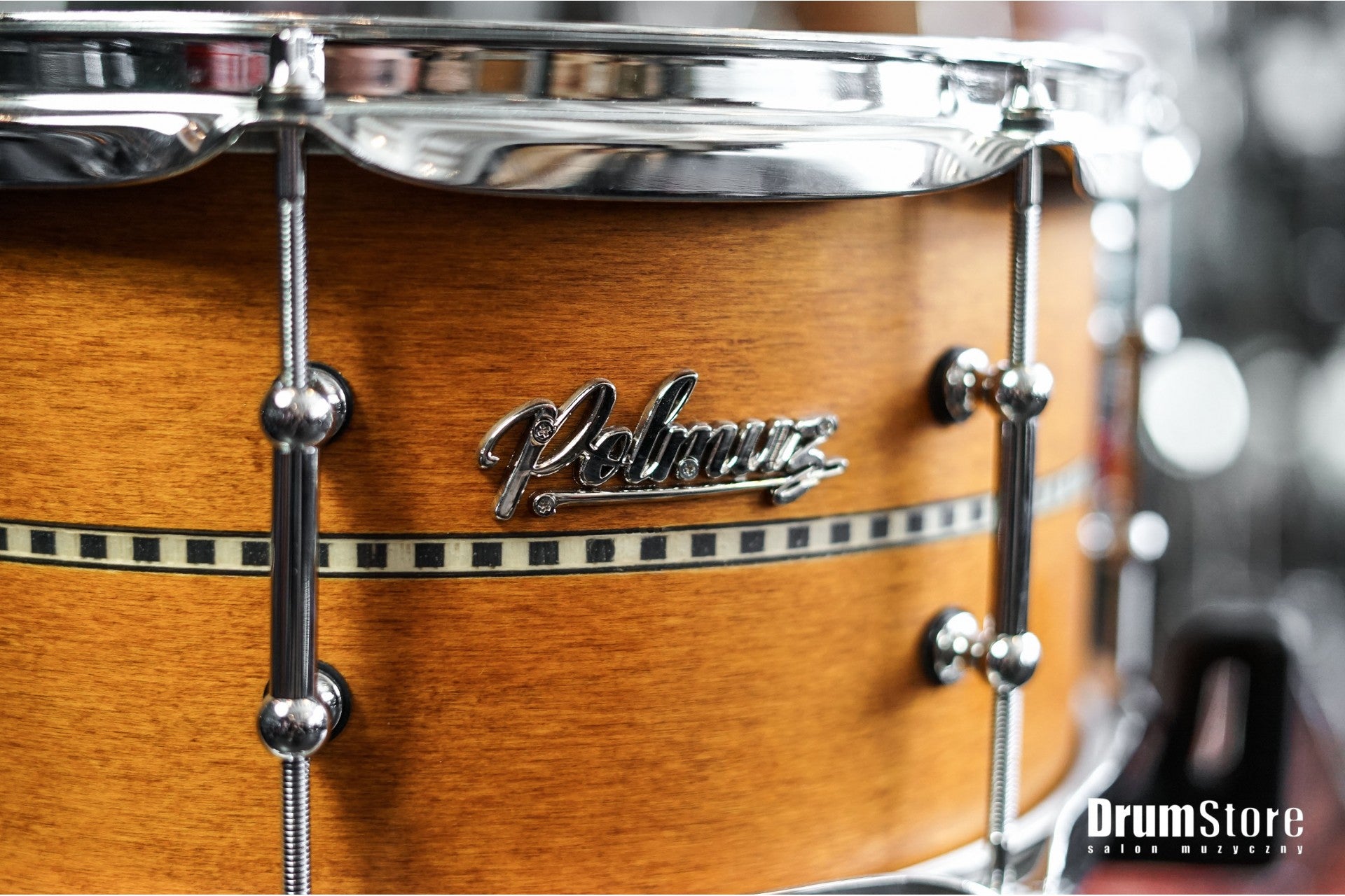 Polmuz Maple Snare 13x6,5 Satin Amber wood Inlay Stripe centered - promo — zdjęcie 2