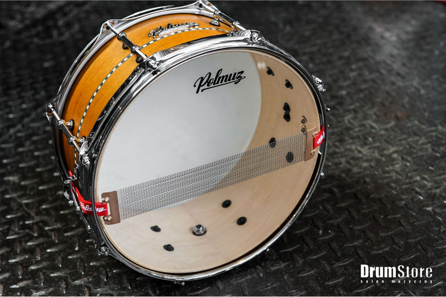 Polmuz Maple Snare 13x6,5 Satin Amber wood Inlay Stripe centered - promo — zdjęcie 5