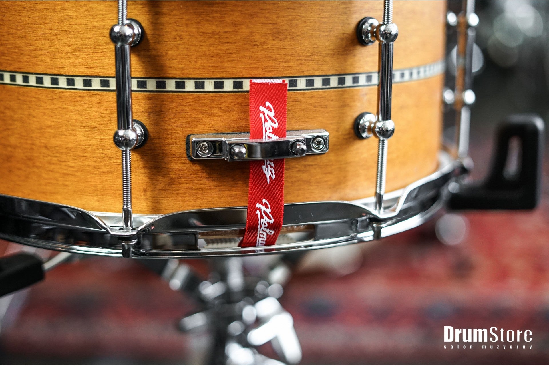 Polmuz Maple Snare 13x6,5 Satin Amber wood Inlay Stripe centered - promo — zdjęcie 4