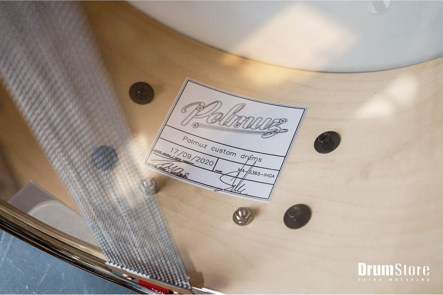 Polmuz Maple Snare 13x6,5 Satin Amber wood Inlay Stripe centered - promo — zdjęcie 6
