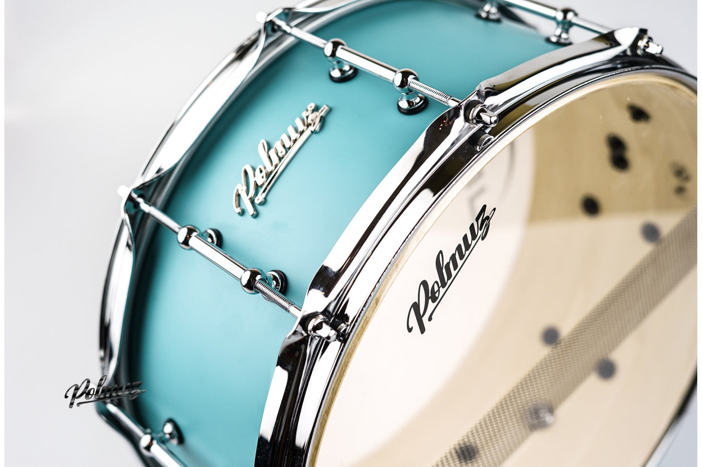 Polmuz Maple Snare 14x6.5 Aqua Blue Satin lacquer — zdjęcie 11