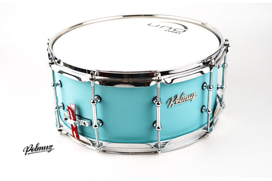 Polmuz Maple Snare 14x6.5 Aqua Blue Satin lacquer