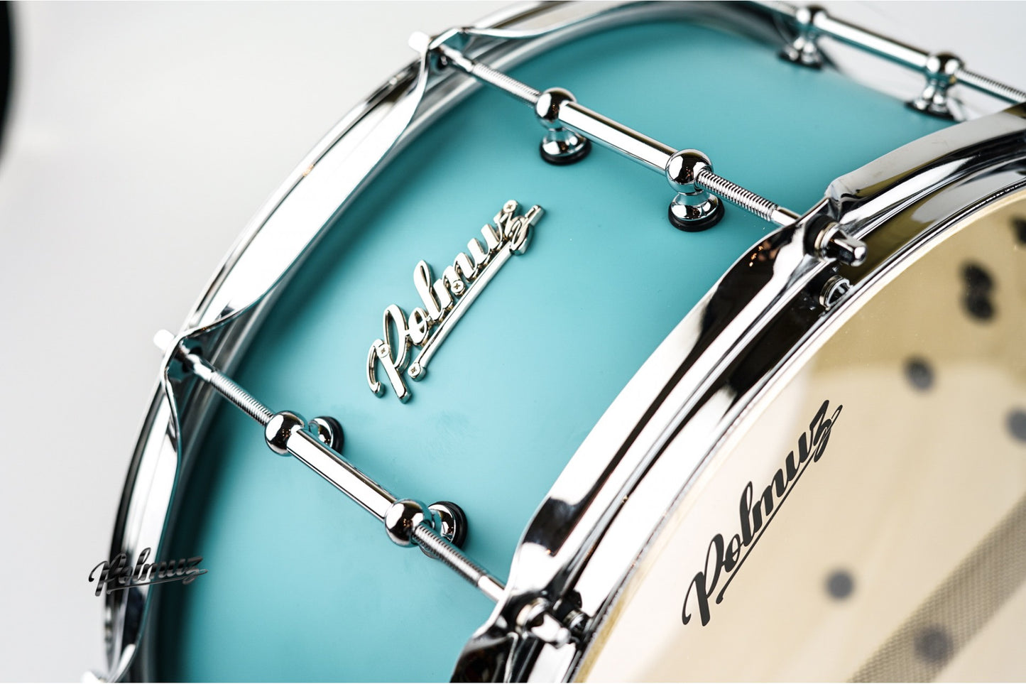 Polmuz Maple Snare 14x6.5 Aqua Blue Satin lacquer — zdjęcie 6