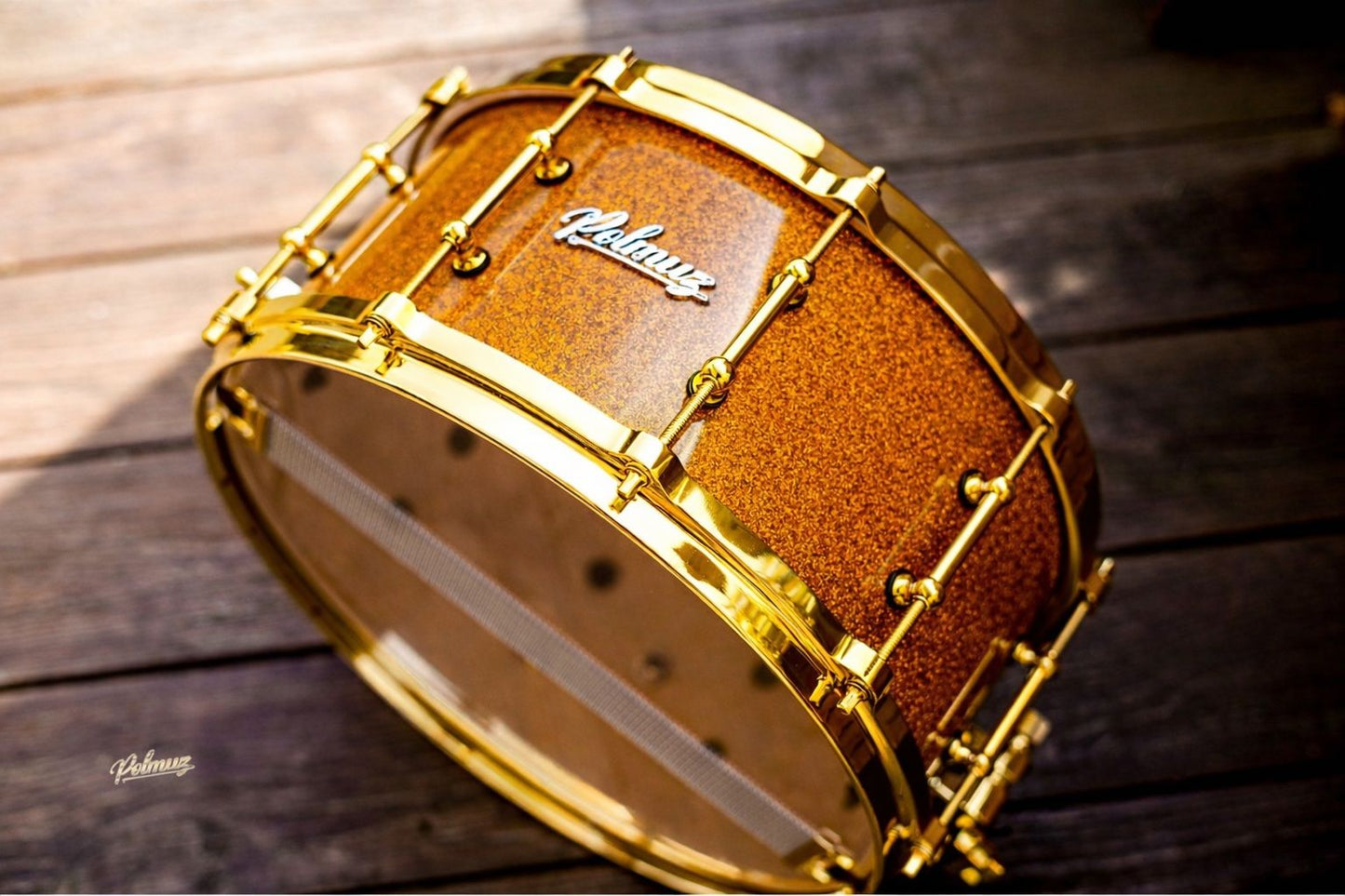 Polmuz Maple Snare Model 2 14x6,5 Gold Sparkle Die Cast - Golden Hardware