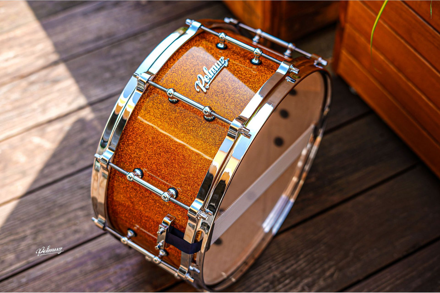 Polmuz Maple Snare Model 2 14x6,5 Gold Sparkle Die Cast - Golden Hardware — zdjęcie 8