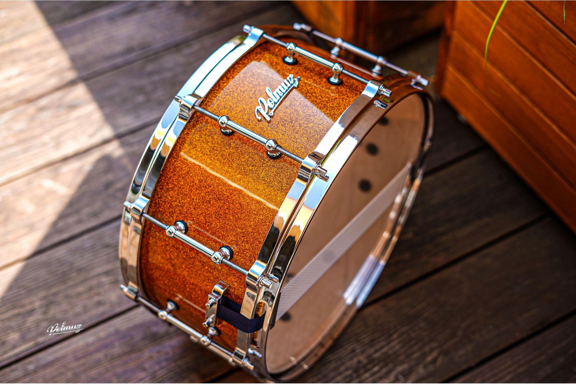 Polmuz Maple Snare Model 2 14x6,5 Gold Sparkle Die Cast - Golden Hardware — zdjęcie 8