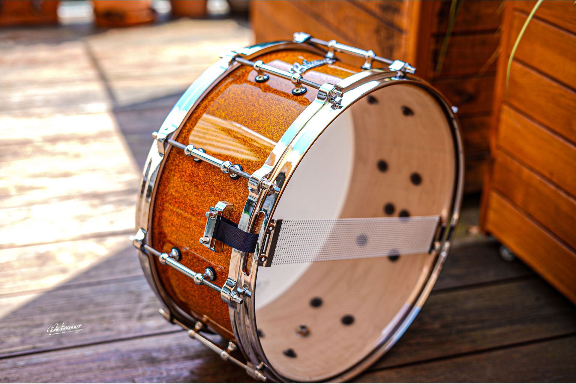 Polmuz Maple Snare Model 2 14x6,5 Gold Sparkle Die Cast - Golden Hardware — zdjęcie 10