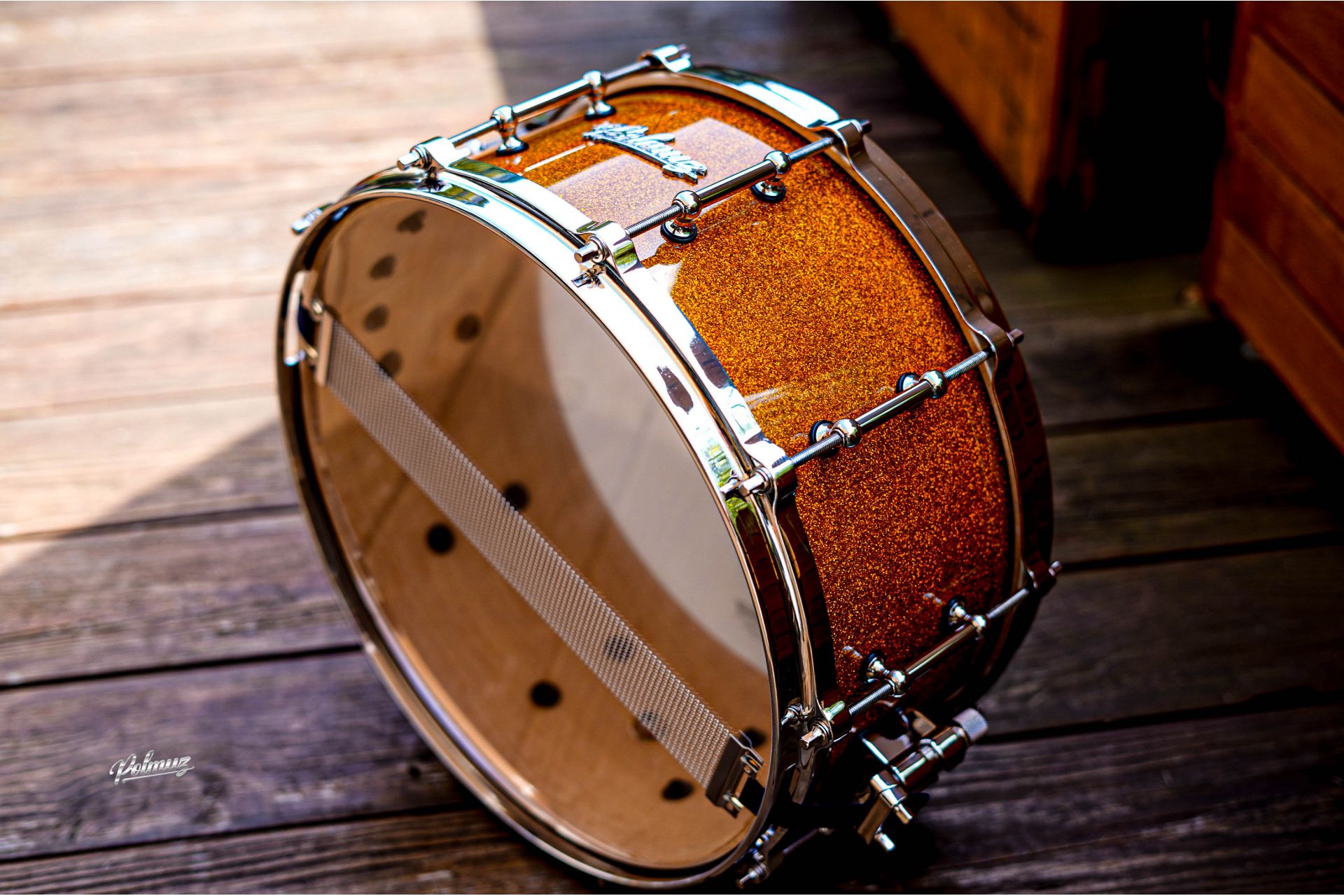 Polmuz Maple Snare Model 2 14x6,5 Gold Sparkle Die Cast - Golden Hardware — zdjęcie 2