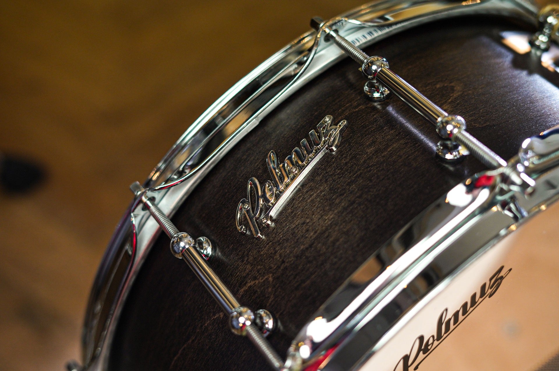 Polmuz model 1 Maple 14x5,5 Snare Satin Black Fade made in Poland — zdjęcie 4