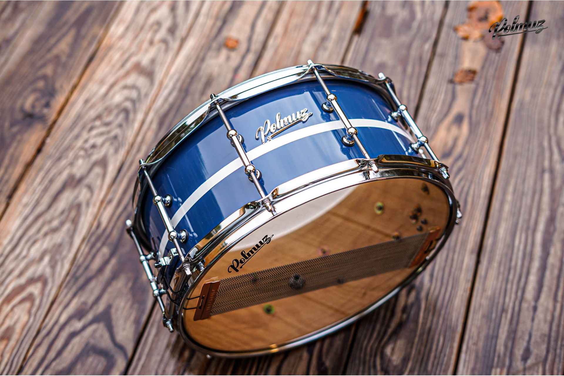 Polmuz model 1 Maple 14x6,5 Snare - cadillac blue witch stripe — zdjęcie 5