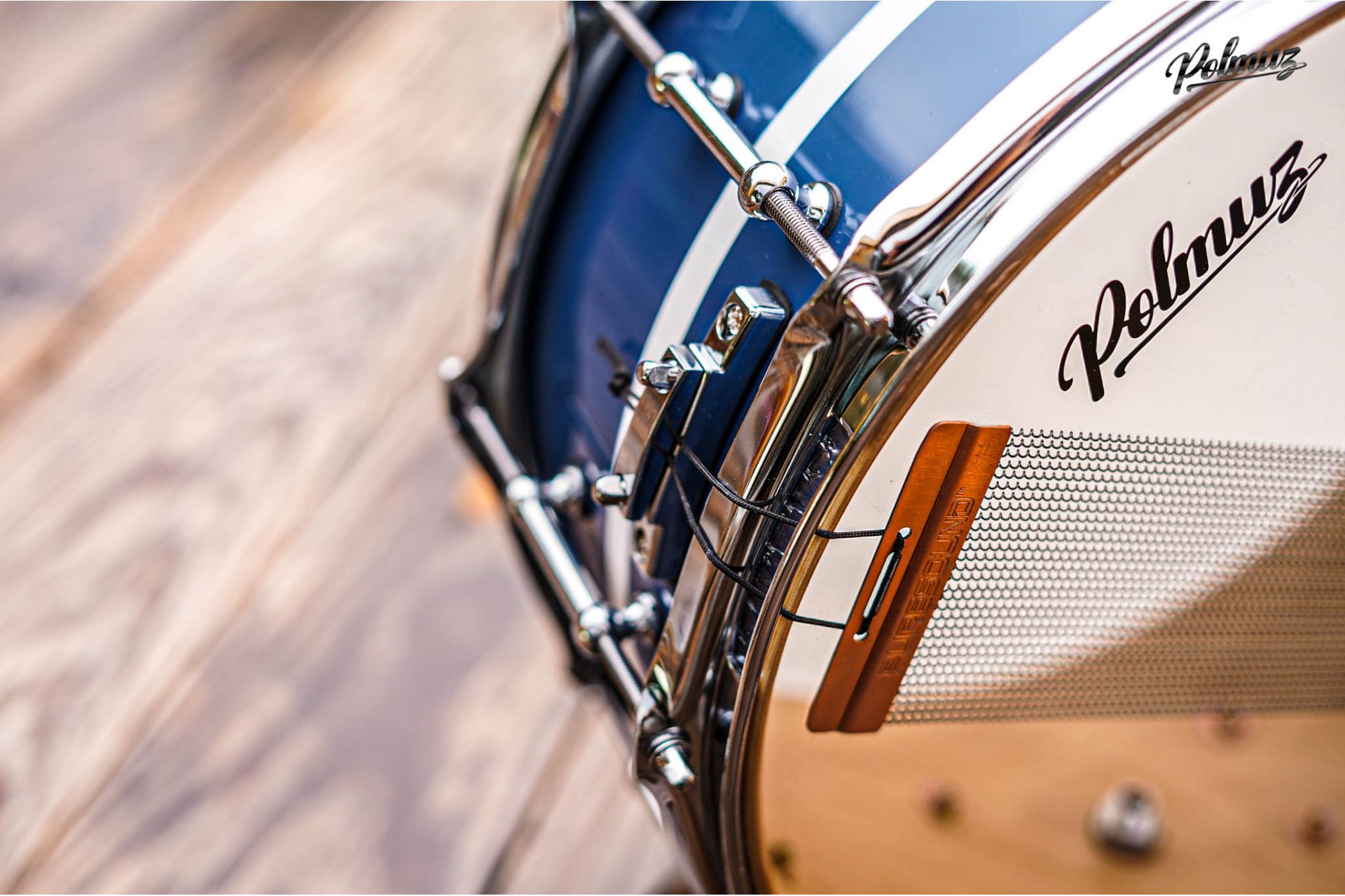 Polmuz model 1 Maple 14x6,5 Snare - cadillac blue witch stripe — zdjęcie 7