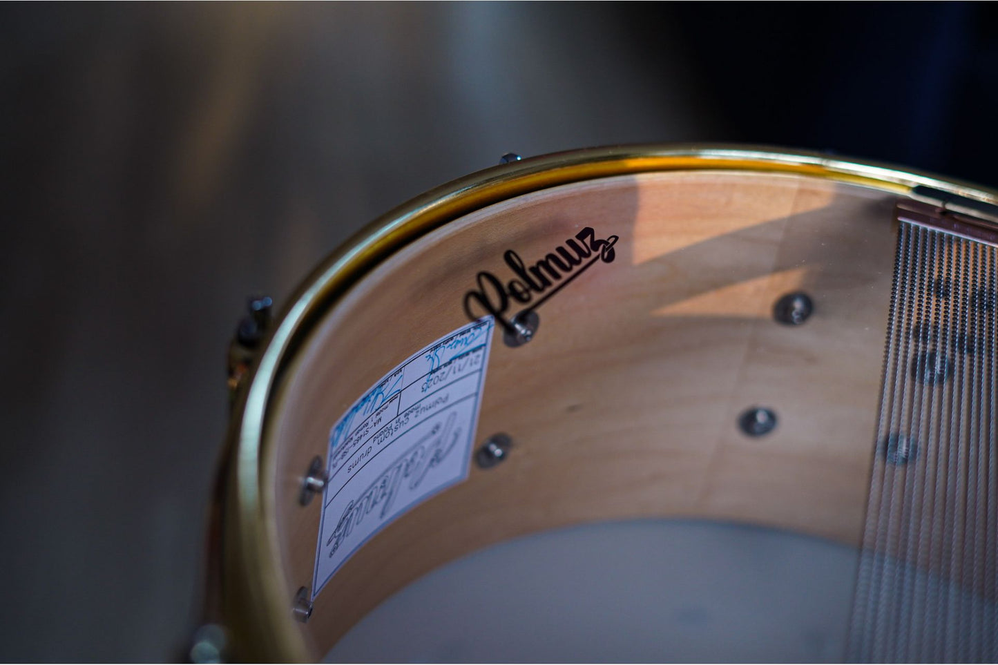 Polmuz model 1 Maple 14x6,5 Snare Inlayed satin brown w gold hardware PL — zdjęcie 12