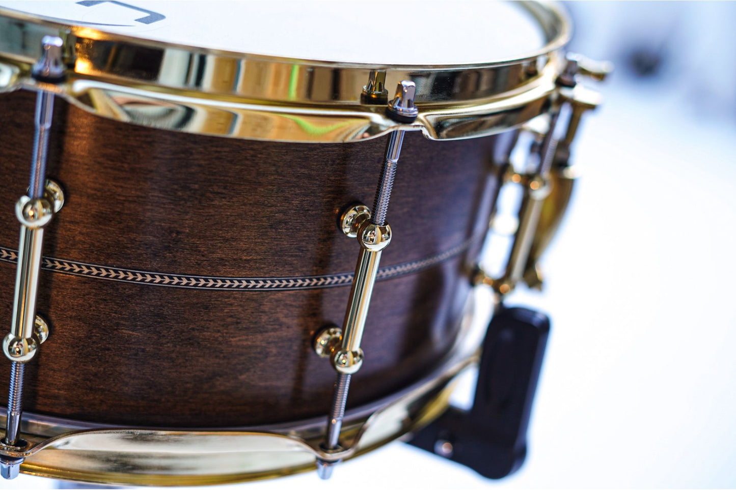 Polmuz model 1 Maple 14x6,5 Snare Inlayed satin brown w gold hardware PL — zdjęcie 3