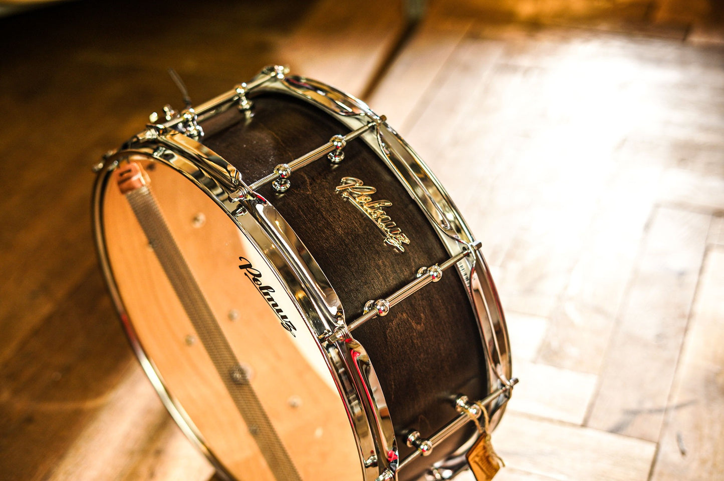 Polmuz model 1 Maple 14x6,5 Snare Satin Black Fade made in Poland — zdjęcie 12