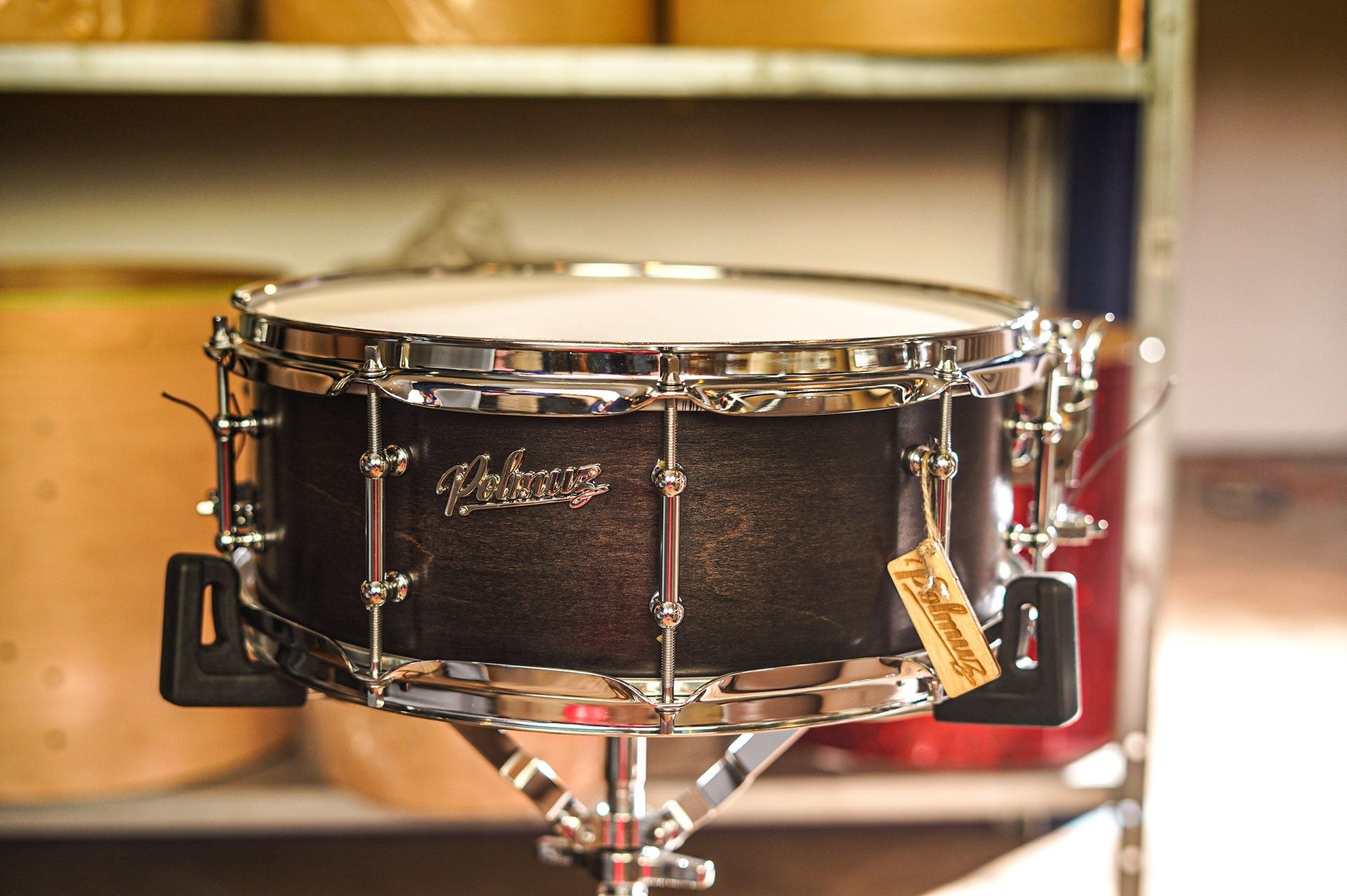 Polmuz model 1 Maple 14x6,5 Snare Satin Black Fade made in Poland — zdjęcie 18