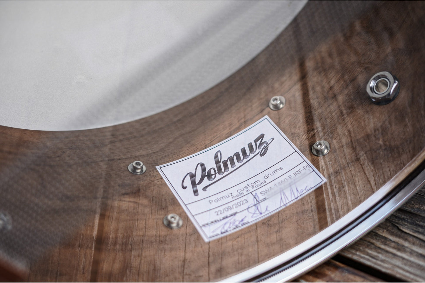 Polmuz model 1 Snare Drum 14x6 Walnut 7ply, 7.5mm - Natural walnut fade