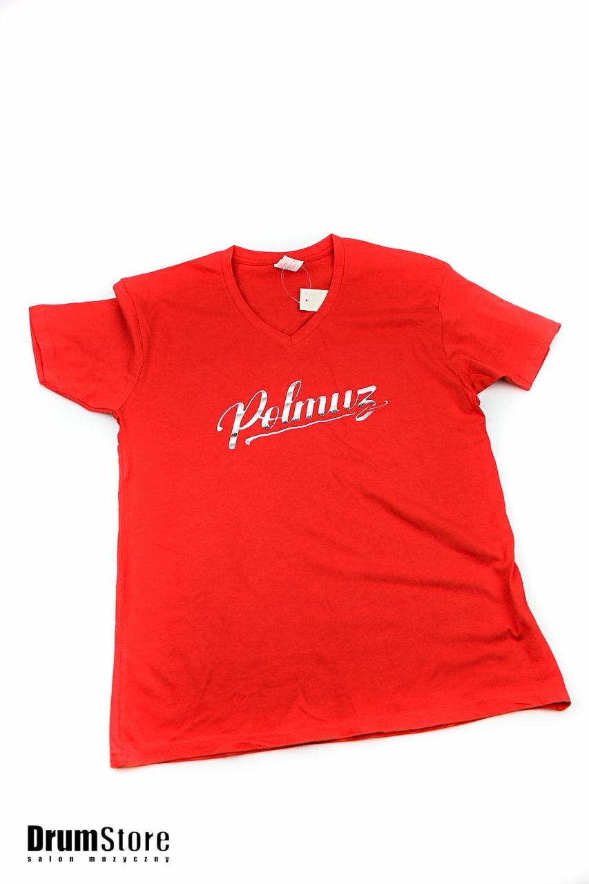 Polmuz T-shirt V-neck - czerwony - rozm. M — zdjęcie 2