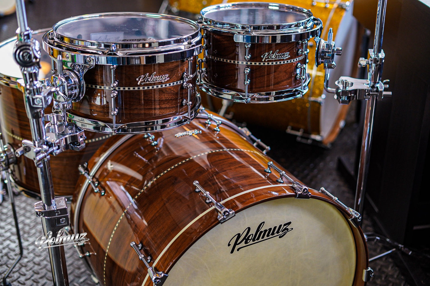 Polmuz Walnut 22/10/12/16 Gloss Natural Walnut with Wood Inlay Stripe centered