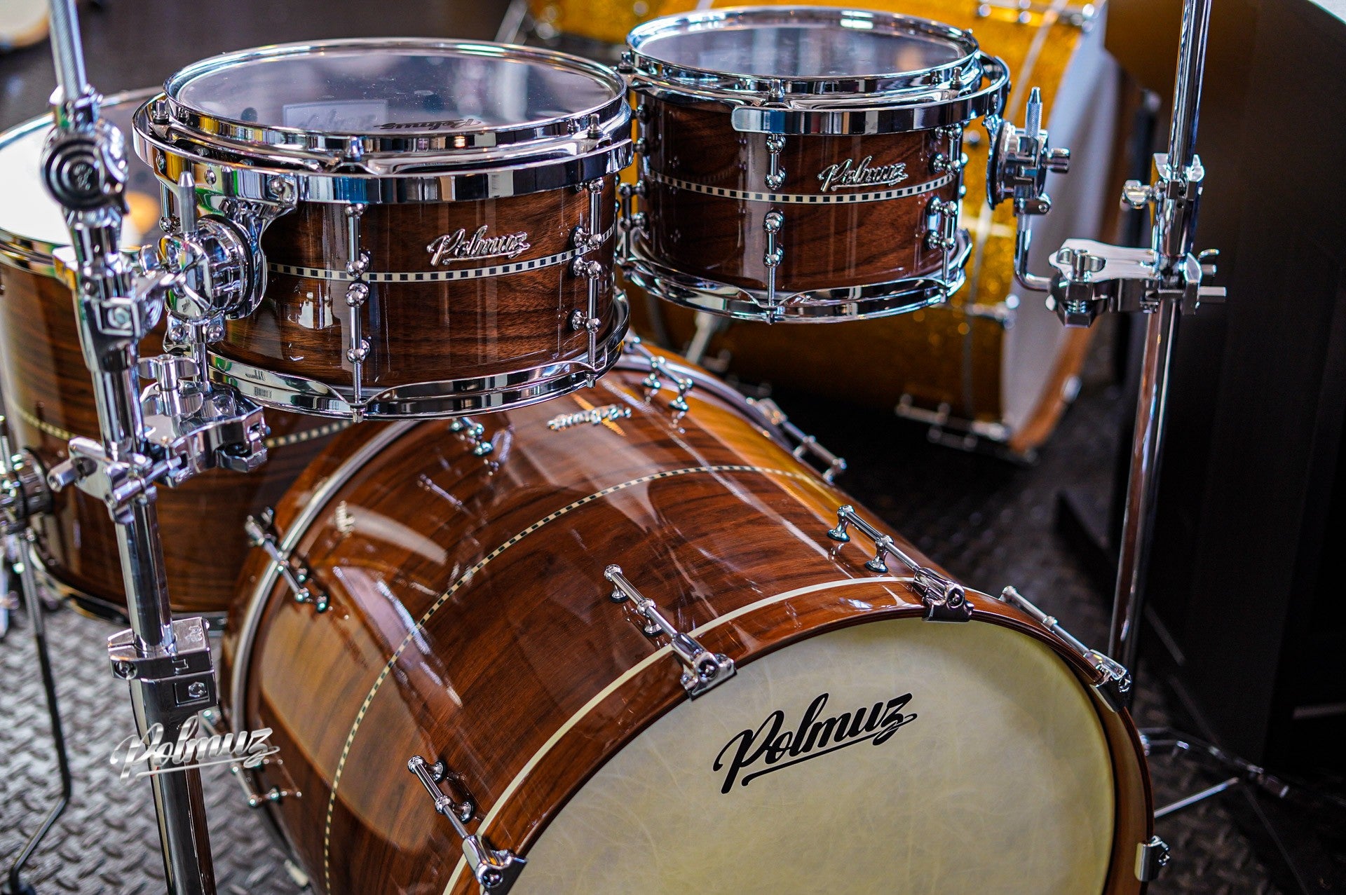 Polmuz Walnut 22/10/12/16 Gloss Natural Walnut with Wood Inlay Stripe centered