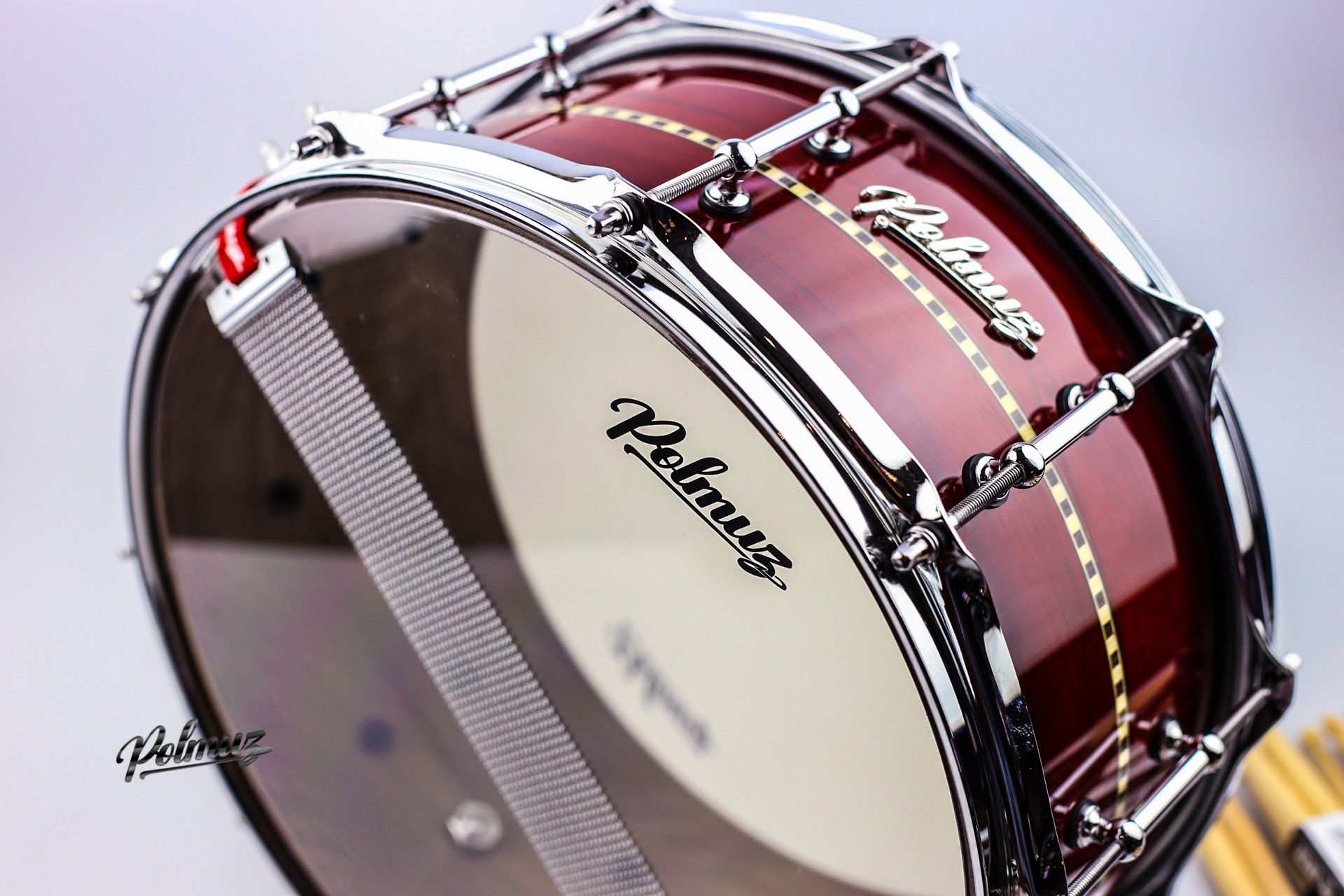 Polmuz Walnut Snare (14x6.5) - Sun Brust with Wood Inlay Stripe — zdjęcie 4